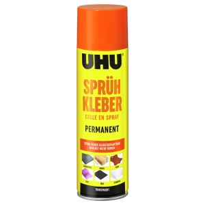 Uhu Spray Glue 500ml, universale, trasparente e permanente.