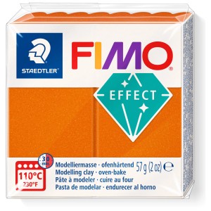 Fimo effect Orange Metallic, paquet de 57g de pâte à modeler durcissante au four.