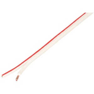 Câble de haut-parleur blanc (2x1,5mm²) avec marquage rouge, longueur 10m.
