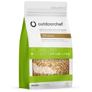 Trucioli di affumicatura Outdoorchef Whiskey, confezione da 750g per aroma di whisky alla griglia.