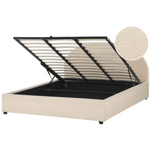 Beliani Bett Vaucluse Beige 180x200 mit Stauraum unter Lattenrost.