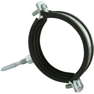 Collier de serrage Marley HT DN 40 avec tige filetée et isolation phonique pour tuyaux d'évacuation.