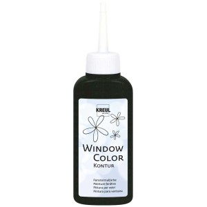 Schwarze Kreul Konturenfarbe Window Color (80ml) für Fensterbilder.