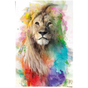 Maxi poster avec motif de lion aux couleurs aquarelles, 61x91,5 cm.