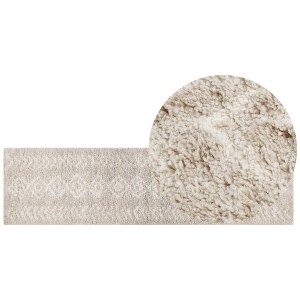 Tappeto moderno Kapan beige chiaro (80x300 cm) con motivo geometrico e struttura morbida.
