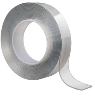 Rouleau de ruban adhésif double face transparent Monster Tape, 3m x 30mm, pour une forte adhérence.