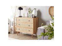 Beliani Kommode Ponca Rattan mit 3 Schubladen Braun (HxBxT) 79 x 90 x 40 cm