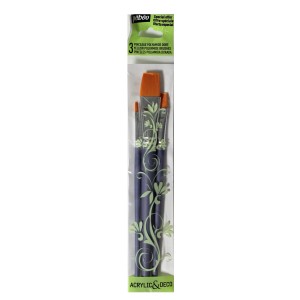 Pébéo Borstenpinsel-Set, 3 flache Pinsel mit gelben Borsten im transparenten Pack.