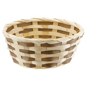 Cestino di bambù a righe, Ø 15 cm, naturale, ideale come decorazione pasquale.