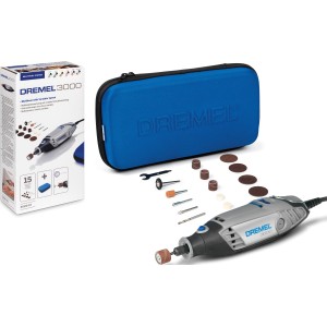 Ensemble d'outils multifonctions Dremel 3000-15 avec accessoires et étui.