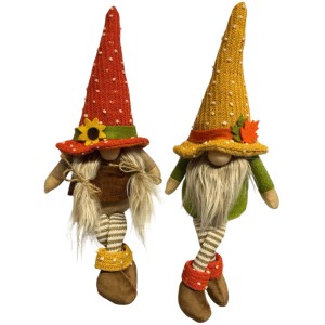 Figurines de gnomes d'automne assorties comme figurines de rebord, hauteur 44 cm. Décoration d'automne décorative pour l'intérieur.