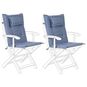 Set di 2 cuscini per sedie da giardino Beliani Maui blu, 55x42x40 cm.
