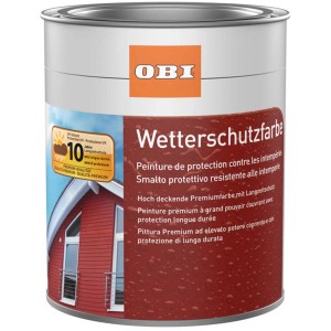 Peinture de protection OBI Bleu colombe, satinée, pot de 750ml. Peinture premium pour bois et métal.