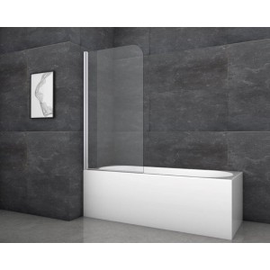 Paroi de baignoire Aurlane Silver Classic, 80x140cm, chrome, 1 volet, montée sur baignoire.