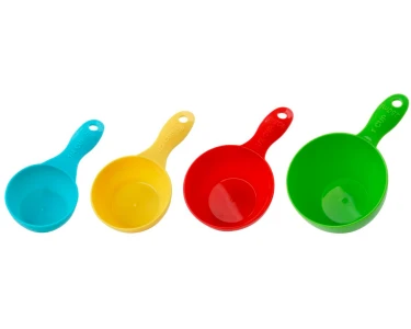 Fackelmann Set di cucchiai dosatori plastica Blu / Giallo / Rosso / Verde 4  pz.