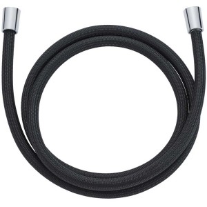 Flexible de douche noir Diaqua Chromalux Zero, 180 cm, avec raccords chromés.