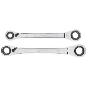 Set di chiavi a cricchetto doppie Einhell, 2 pezzi, con misure 8-19 mm.
