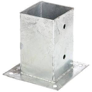 Feuerverzinkte Aufschraubhülse 150x91 mm für 90 mm Pfosten, ideal für den Aussenbereich.