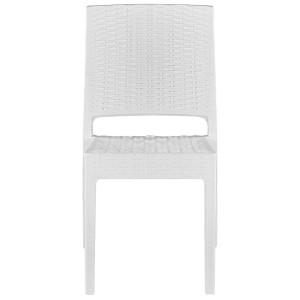 Sedia da giardino bianca effetto rattan, parte del set Fossano da 2 pezzi di Beliani.