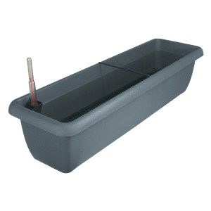 Jardinière anthracite Aqua Andalucia avec système d'arrosage et indicateur de niveau d'eau.