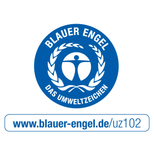 Marchio di qualità ecologica Blauer Engel per la pittura per interni Schöner Wohnen Polarweiss.
