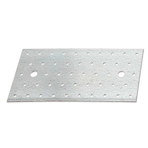 Plaque perforée en acier galvanisé, 200x100 mm, avec trous pour un montage facile.