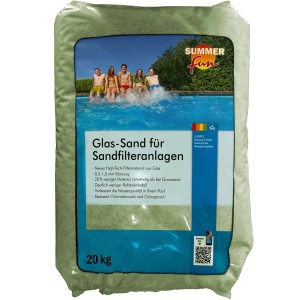 Summer Fun Glassand 20kg pour filtres à sable, grain 0.5-1.0mm, sac vert.
