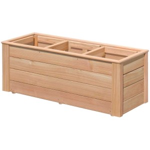 Jardinière en mélèze avec 3 inserts, 39x38x101 cm, pour jardin et balcon.