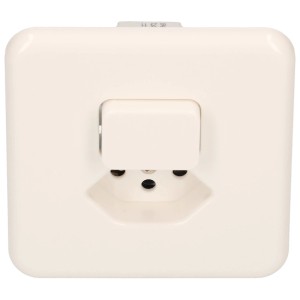 Combinaison en saillie Hager Basico : interrupteur et prise blanche.