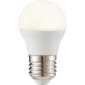 Ampoule LED E27 forme globe, 4,8 W, lumière blanc neutre.