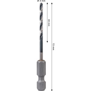 Punta elicoidale Bosch Pro Metal HSS-G Impact, diametro 3 mm, colore argento.