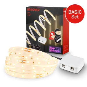 Briloner Set base striscia LED per pannelli, 2,6 m, bianco caldo, con trasformatore e interruttore.