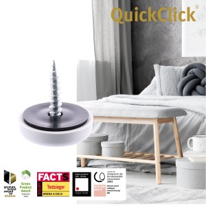 Set de patins pour meubles Wagner QuickClick, 12 pièces, noir-gris, Ø 17mm, pour sols rugueux.