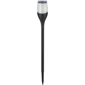 Borne solaire LED noire avec effet flamme, 64,5 cm de haut, pour jardin et terrasse.