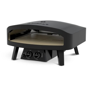 Forno per pizza a gas Cozze Black Edition 24 con pietra refrattaria in cordierite e manopole illuminate a LED.