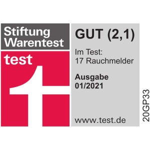 Label : détecteur de fumée Brennenstuhl RM L 3100, Stiftung Warentest BIEN (2,1), édition 01/2021