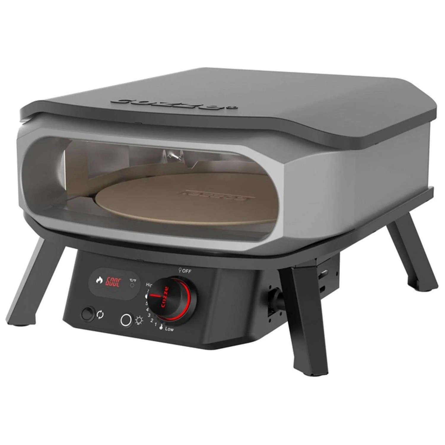 Cozze® Forno Pizza A Gas Black Edition Con Pietra Rotante Da 34 Cm – 13 Pollici, Cottura Uniforme E Design Nero Opaco