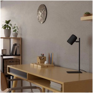 Lampada da tavolo nera Eglo Ceppino, lampada da scrivania di design con testa orientabile, altezza 38 cm.