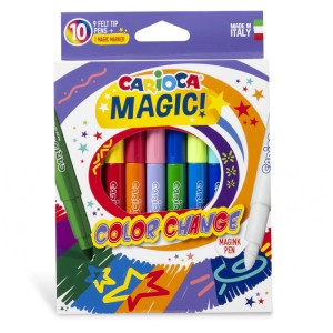 Carioca Magic Color Change Fasermaler, 10-teilig, mit Farbwechselfunktion und Magink-Stift.