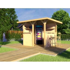 Weka Gazebo da giardino 657 Gr. 2 in legno con tetto piatto e possibilità di raffreddamento integrata.