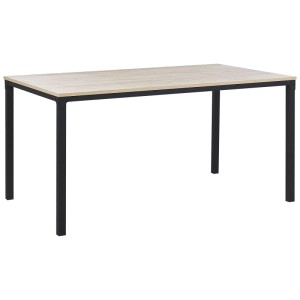 Table de salle à manger Beliani Hockley, panneau de fibres marron, 90x150 cm, avec cadre en métal noir.