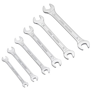 Jeu de 6 clés plates LUX (6-17 mm) en acier chrome vanadium.