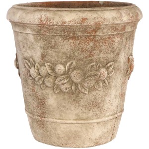 Vaso per piante Gartec Round Cosmo, Ø 35 cm, vaso in terracotta con decoro a rilievo.