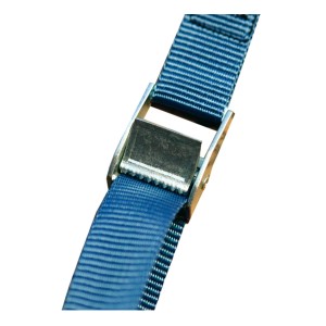 Sangle d'arrimage bleue Unitec avec fermeture à pince, longueur 3 m et force de traction 400 kg.