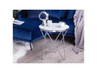Table d'appoint Meridian verre de sécurité Argent Blanc Ø 50 / Hauteur 55 cm