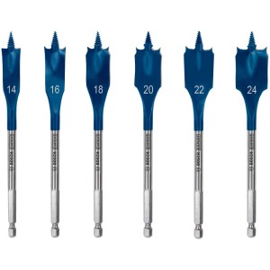 Bosch Expert Flachfräsbohrer Set, 6-teilig, verschiedene Größen. Fräsbohrer für schnelles Bohren.