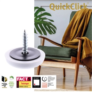 Set de patins pour meubles Wagner QuickClick, 12 pièces, Ø 20mm, noir et gris. Pour moquette, liège, béton, etc.