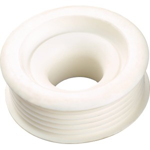 Raccord de tuyau de chasse d'eau blanc à deux niveaux (Ø 28-45 mm x Ø 55 mm) en plastique pour tuyaux de chasse d'eau WC.