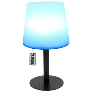 Lampada da tavolo LED AddLiving con base nera e cambio colore RGB, luce blu. Lampada decorativa da esterno, IP44.