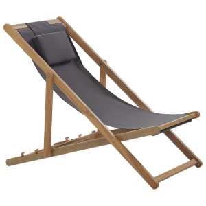 Lettino prendisole Beliani Avellino in legno acacia grigio con poggiatesta.